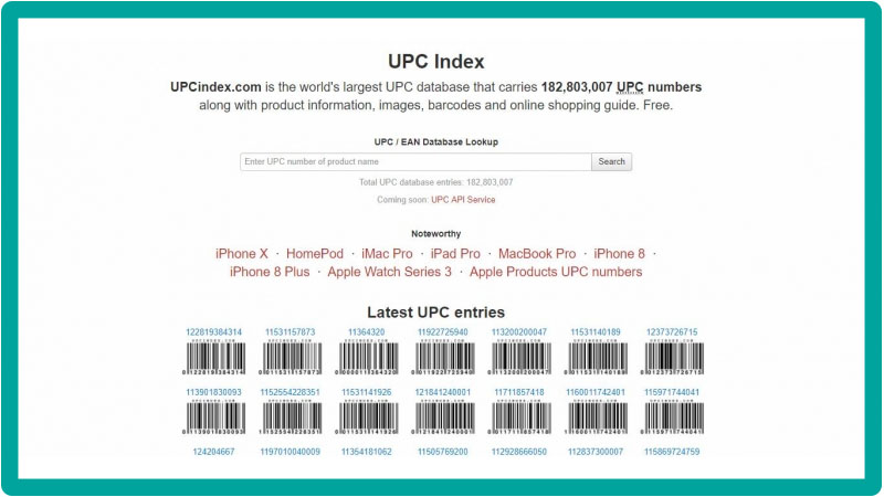 Check mã vạch UPC Index