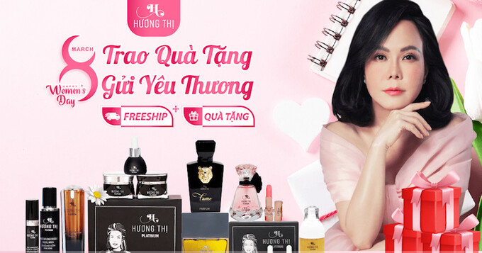 Hình ảnh nghệ sĩ Việt Hương được sử dụng nhiều để quảng cáo cho các sản phẩm mỹ phẩm nhãn hiệu Hương Thị.