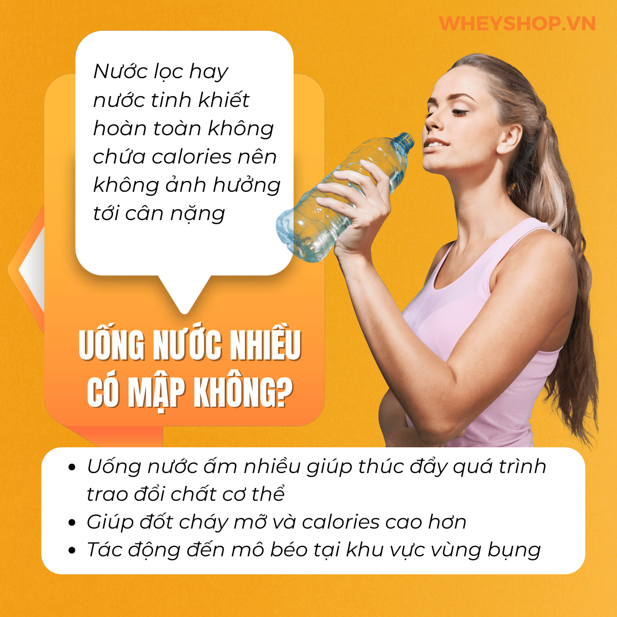Nếu bạn đang lo lắng về việc uống nước nhiều có mập không, bụng to không thì hãy cùng WheyShop tham khảo giải đáp chi tiết qua bài viết...
