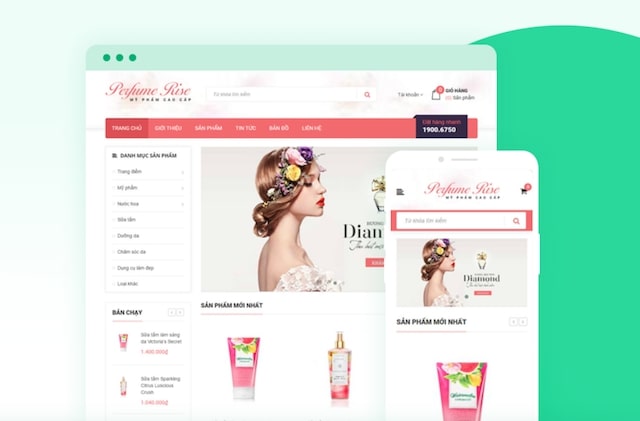 Giao diện website mỹ phẩm ấn tượng Perfume Rise