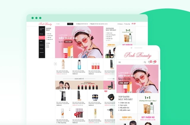 Thiết kế web mỹ phẩm với giao diện Pink Beauty