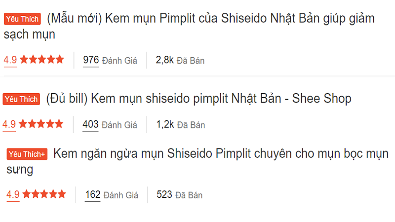 đánh giá sản phẩm kem trị mụn Shiseido Pimplit trên Shopee