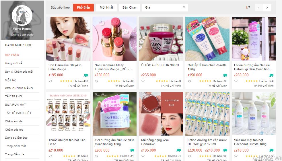 shop bán mỹ phẩm nhật uy tín trên shopee