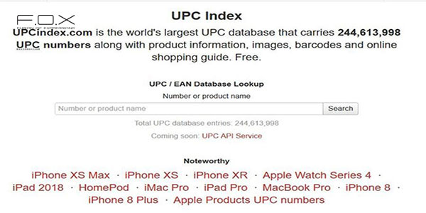 Website check mã vạch UPC Index