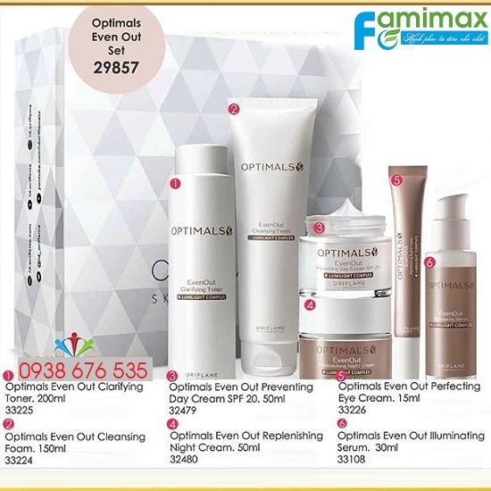 Bộ mỹ phẩm trị nám Oriflame Optimals Even Out 29857