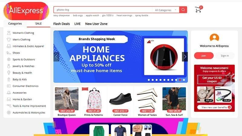 Trang web Aliexpress