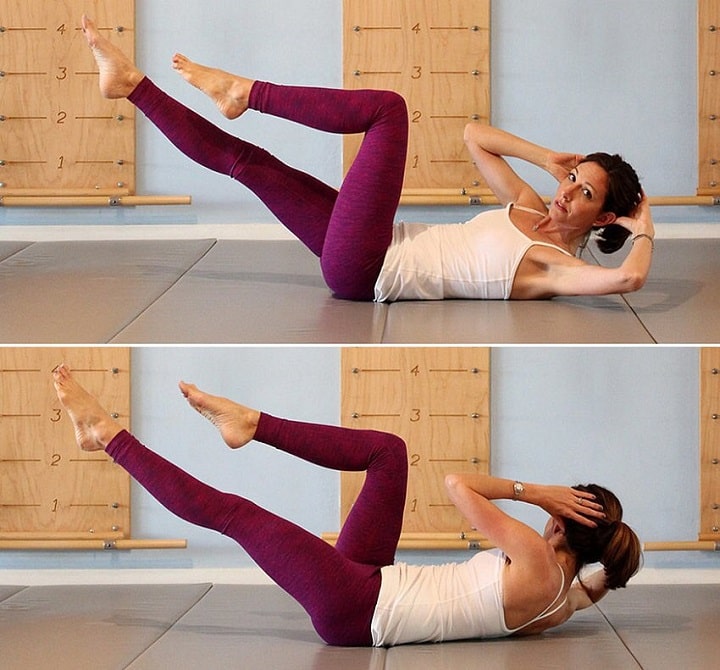 Tư thế gập bụng Bicycles Crunch