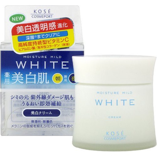 Kem dưỡng trắng da mặt cho da dầu nhật bản Kose Moisture Mild White Cream