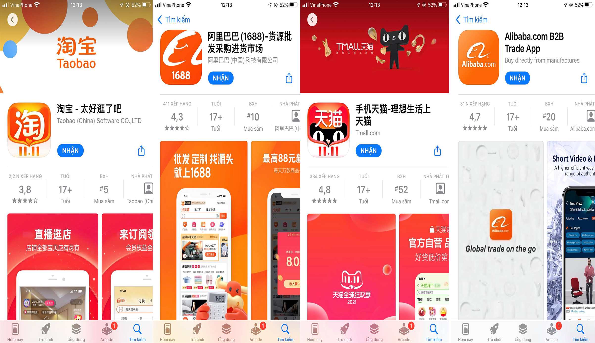 app mua mỹ phẩm nội địa Trung Quốc