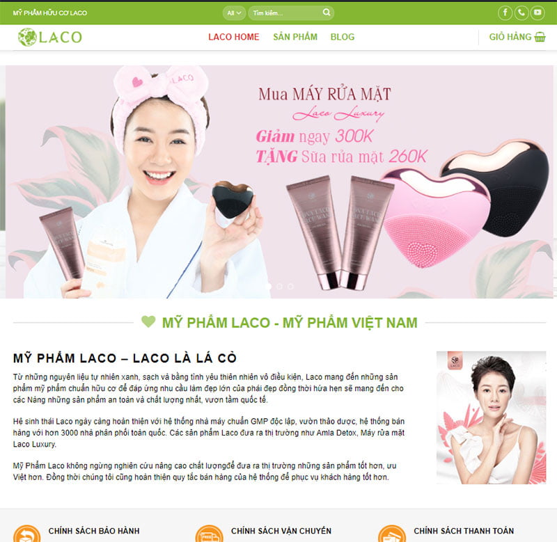 website bán mỹ phẩm Laco Home